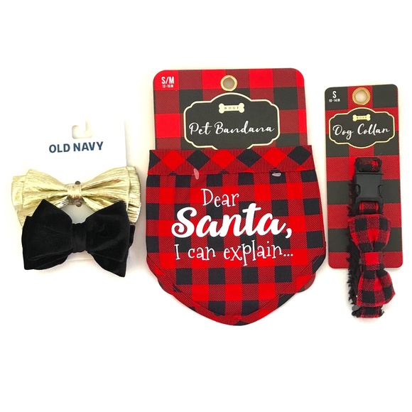Dog Bandana Collar Bow Tie Bundle Size Small Medium NWT - Picture 1 of 14